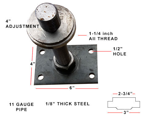 DIY 3 inch 11 Gauge Jack Post Adjuster with H Plate